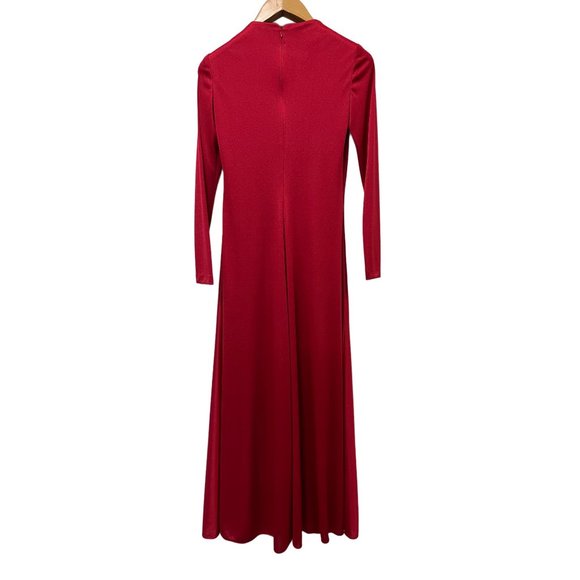 Rona New York Vintage Evening Long Floor Cocktail Formal Flowing Red Dress - Picture 10 of 12